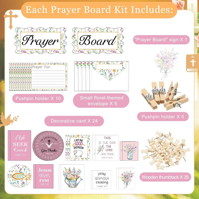 Watersay 80 Pcs Prayer Board Kit Supplies Christian Pray Gifts Envelopes and Cards Set Bible Verse Quotes DIY Wall for Women Home Office Church School Mother's Day (Not Including Board) (Fresh) - Image 2
